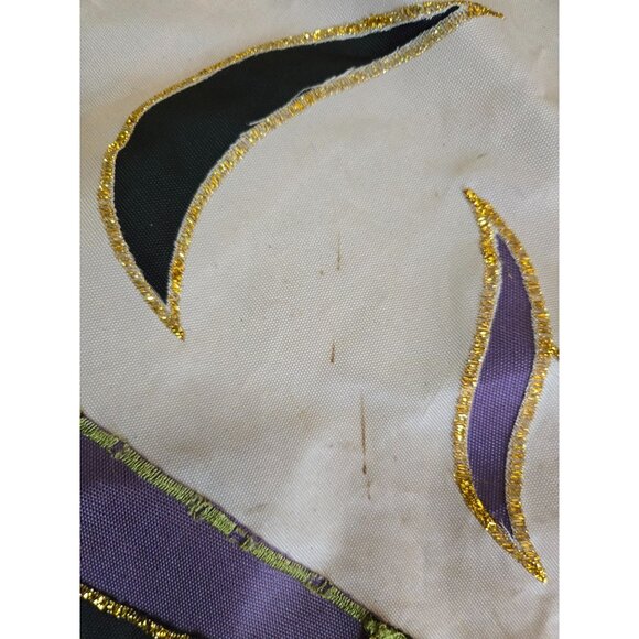 Jester Mardi Gras Banner Wall Hanging Double-Sided Embroidered Flag w/Tassels - Picture 3 of 3